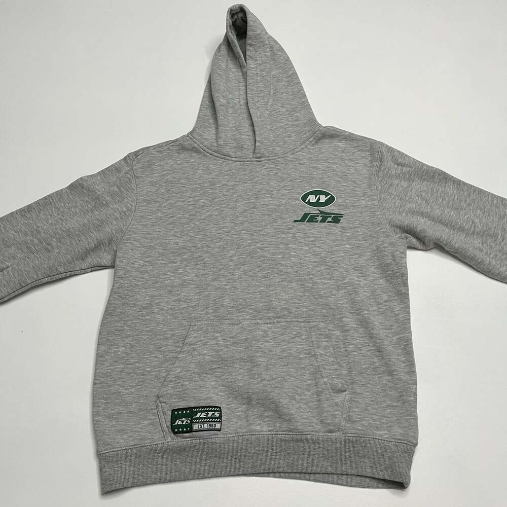 Ultra Game NFL New York Jets Hoodie Size 14-16 Gray Graphic Pullover